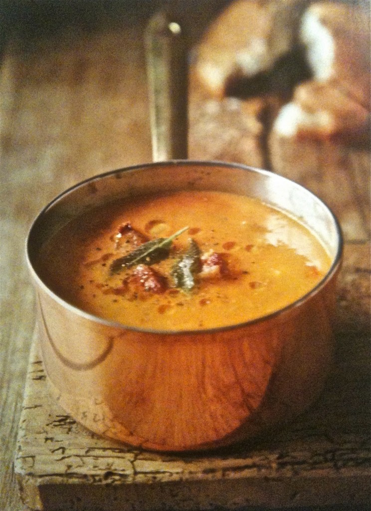Pumpkin Soup with Sage and Bacon